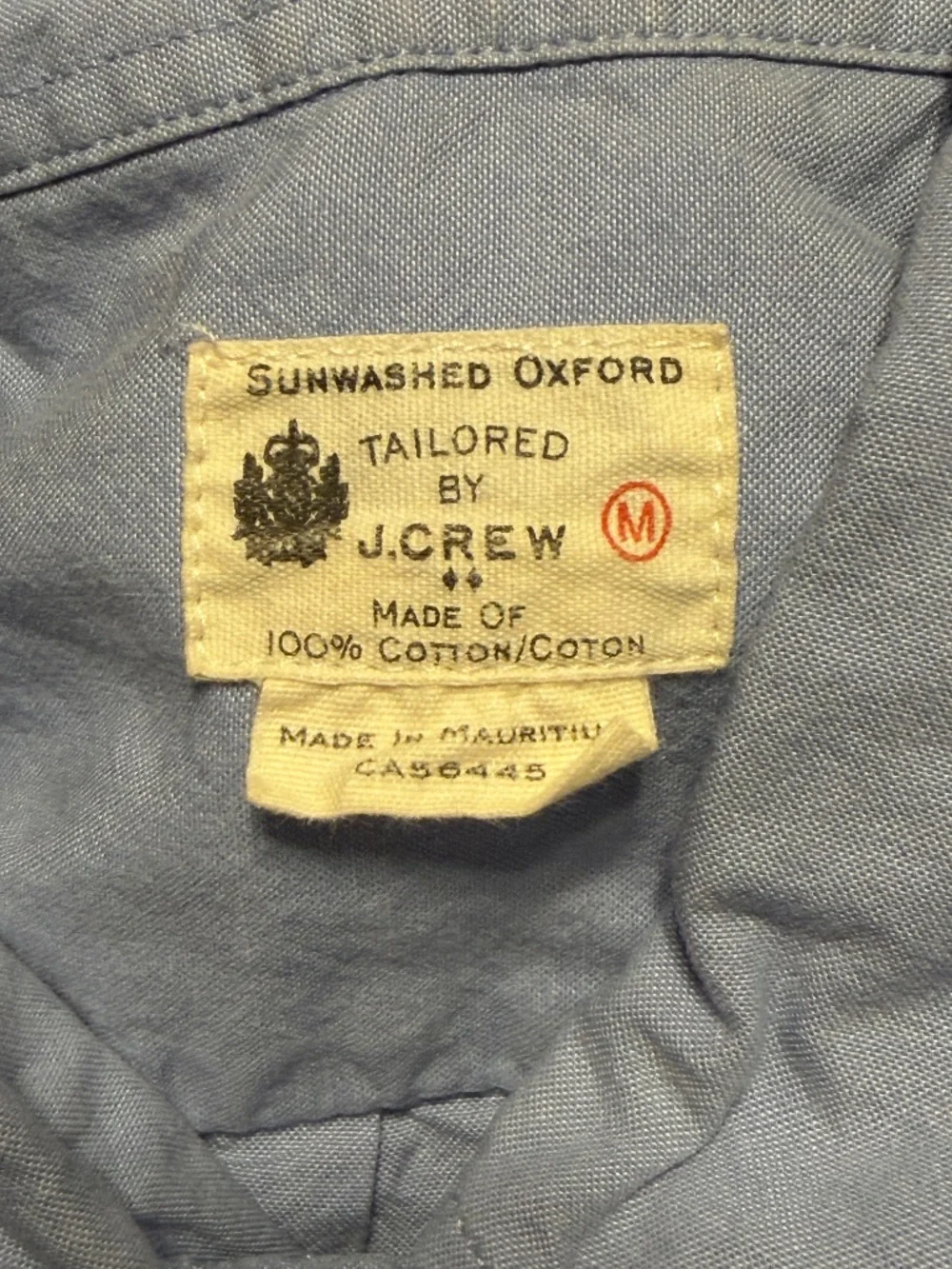 J Crew Sunwashed Oxford 2 stains - M